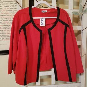 NEW WITH TAGS Red with Black Piping Cropped Blazer